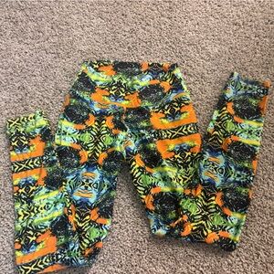 Liquido Vibrant Patterned Leggings - Orange, Blue, Black